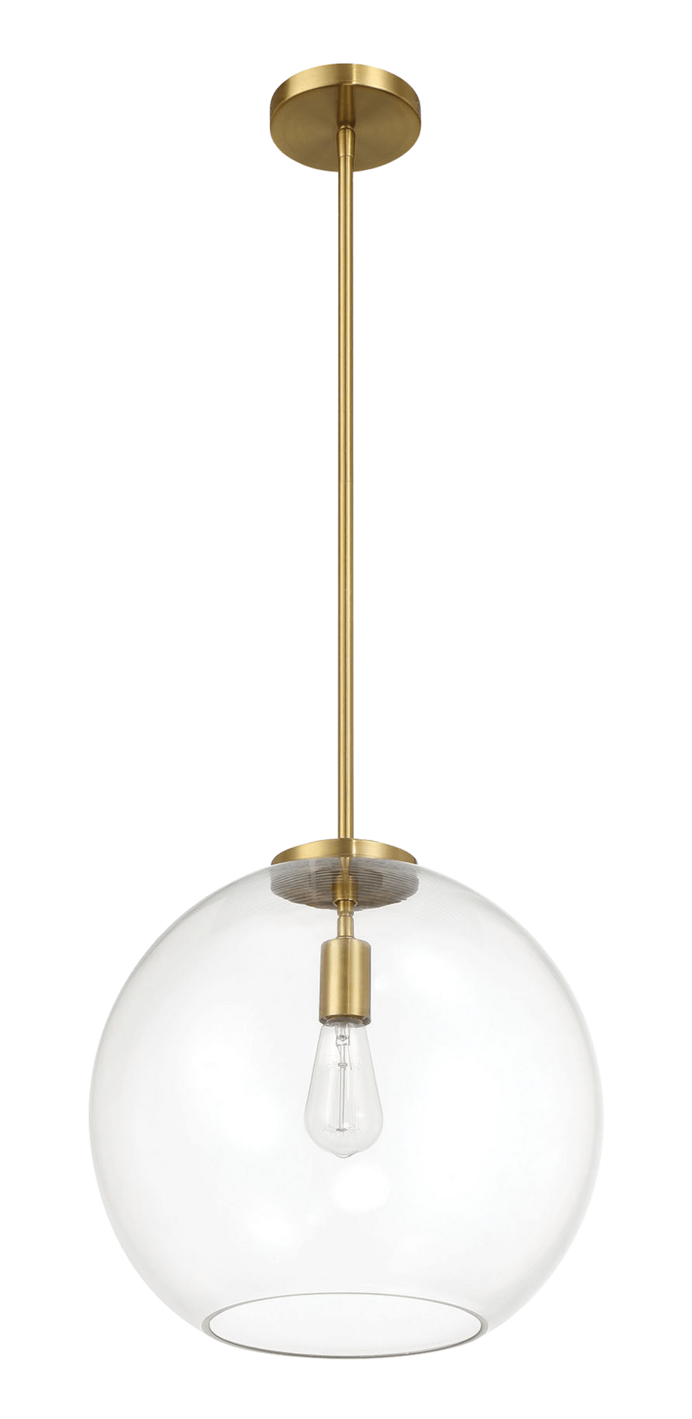 Gleam Single Light Pendant Lamp With Clear Globe Glass Satin Brass Clear,Gold Ceiling Lights Brass,Glass