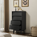 4 Drawer Double Dresser Features Vintage Style And Bevel Design Black Mdf