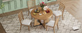 5 Piece Retro Rustic Functional Dining Set Unique Geometric Design, 1 Extendable Table With A 16 Inch Leaf And 4 Upholstered Chairs Ideal For Dining Room And Kitchen Natural Natural Solid Wood Mdf