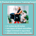 Sweat Protection Towel, Handdlebar Sweat Towel For Peloton, Echelon Bike, Bike Trainer Stand, Indoor Cycling Workout Towel With 6 Pocket For Water Bottle Or Phone Holder Black Polyester