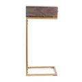 End Table K D With 1 Drawer Dark Brown Wood Metal