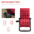 Outsunny Zero Gravity Chair, Folding Reclining Lounge Chair With Padded Cushion, Side Tray For Indoor And Outdoor, Supports Up To 264 Lbs., Red Red Steel