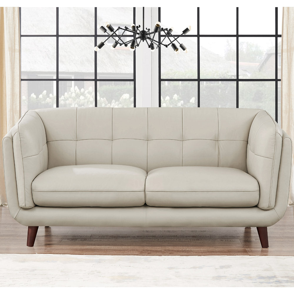 Solana Leather Loveseat Beige Down Filling Genuine Leather