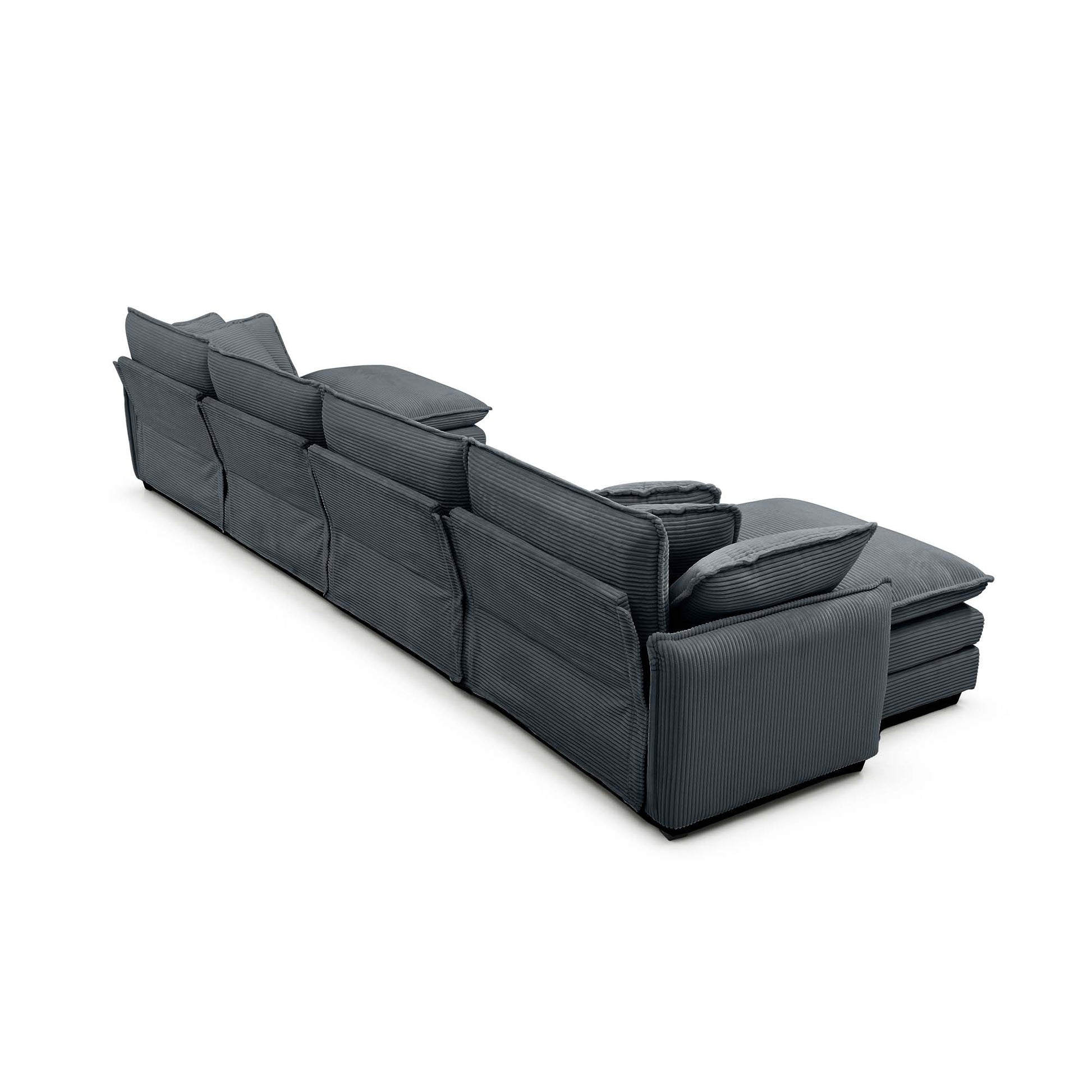 Corduroy Sofa Modern Upholstered 4 Seater With With 1 Footstool Corduroy Fabric Sofaoffice Living Room Apartment Comfort Sofa, Easy To Assemble With 2 Arm Pillows And 4 Throw Pillows Grey Corduroy 4 Seat