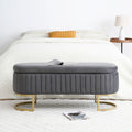 Storage Bench Bedroom Bench, Velvet Oval Upholstered End Of Bed Bench With Golden Metal Legs,50