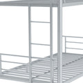 Heavy Duty Sturdy Meta Twin Over Twin With Trundle Bunk Bed L Noise Reduced Safety Guardrail No Box Spring Needed,Gray Silver Twin Gray Silver Metal