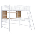 Full Size Loft Bed With Desk And Shelf, Loft Bed With Ladder,Full,White Full White Metal