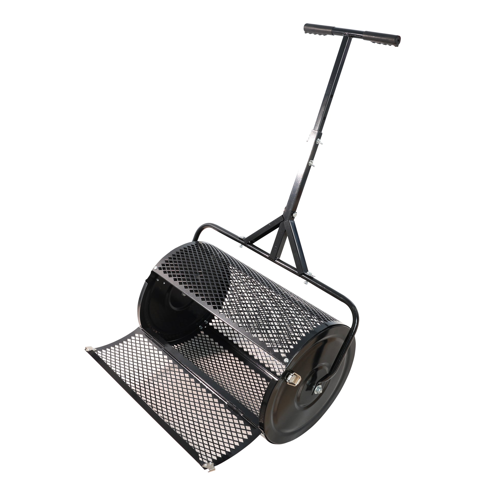 Compost Spreader Peat Moss Spreader With Upgrade T Shaped Handle For Planting Seeding Durable Lightweight Metal Mesh Spreader For Lawn Garden Care Manure Spreaders Black Black Iron