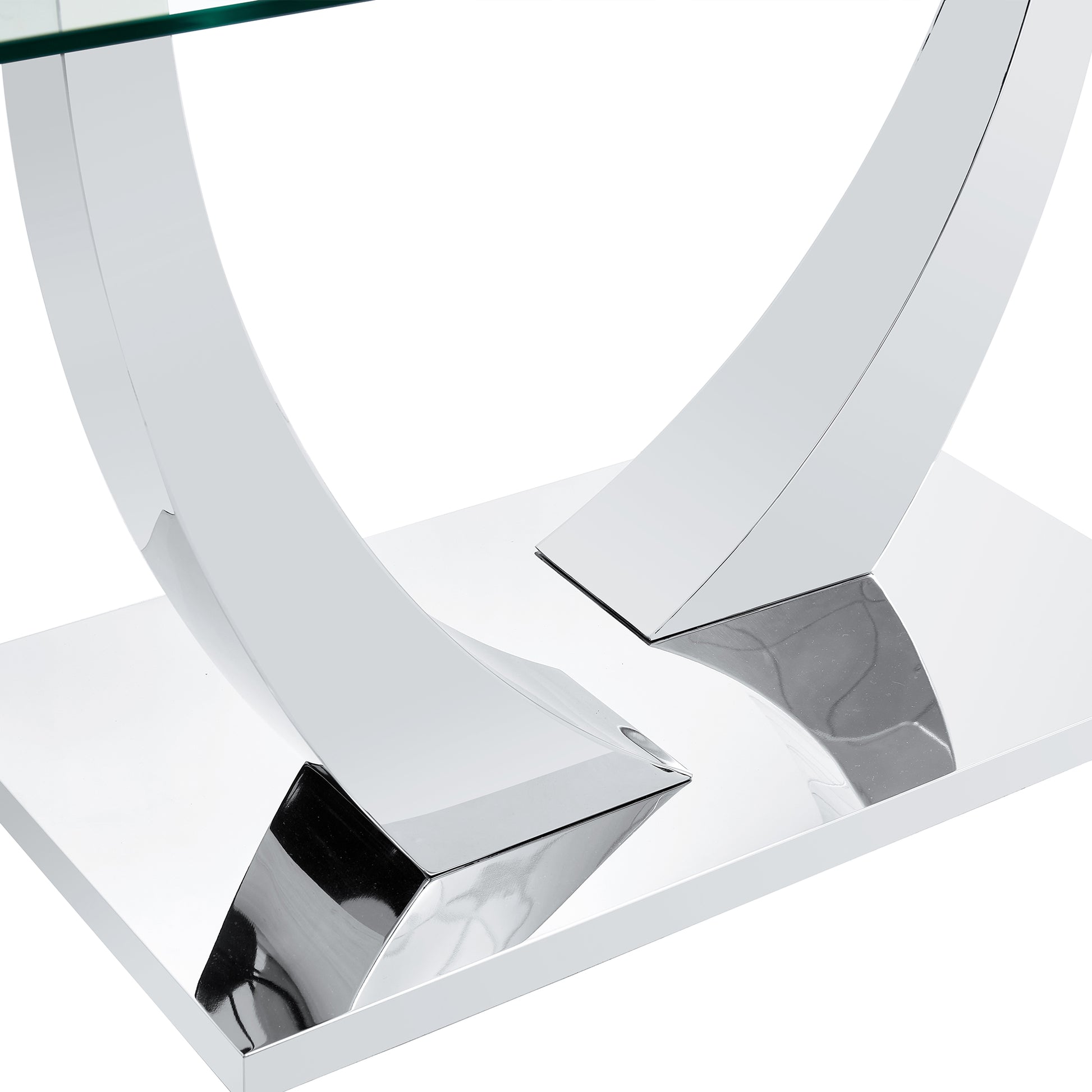 Table And Chair Set.Modern Dining Table,Tempered Glass Tabletop And Silver Colored Leg.Paired With 4 Soft And Comfortable Dark Gray Pu Chair, Perfect For Dinner, Meetings, Home And Office Decor.