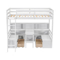 Twin Loft Bed With Storage Shelves, Drawers, Seat And Desk For White Color Box Spring Not Required Twin White Wood Bedroom Modern Storage Included Pine