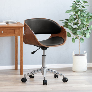 Office Chair Black Dark Walnut Pu