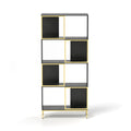 4 Tier Storage Shelves, Bookcase Display Storage Shelf Corner Shelf For Small Space, Living Room Black Gold Primary Living Space Metal,Particle Board