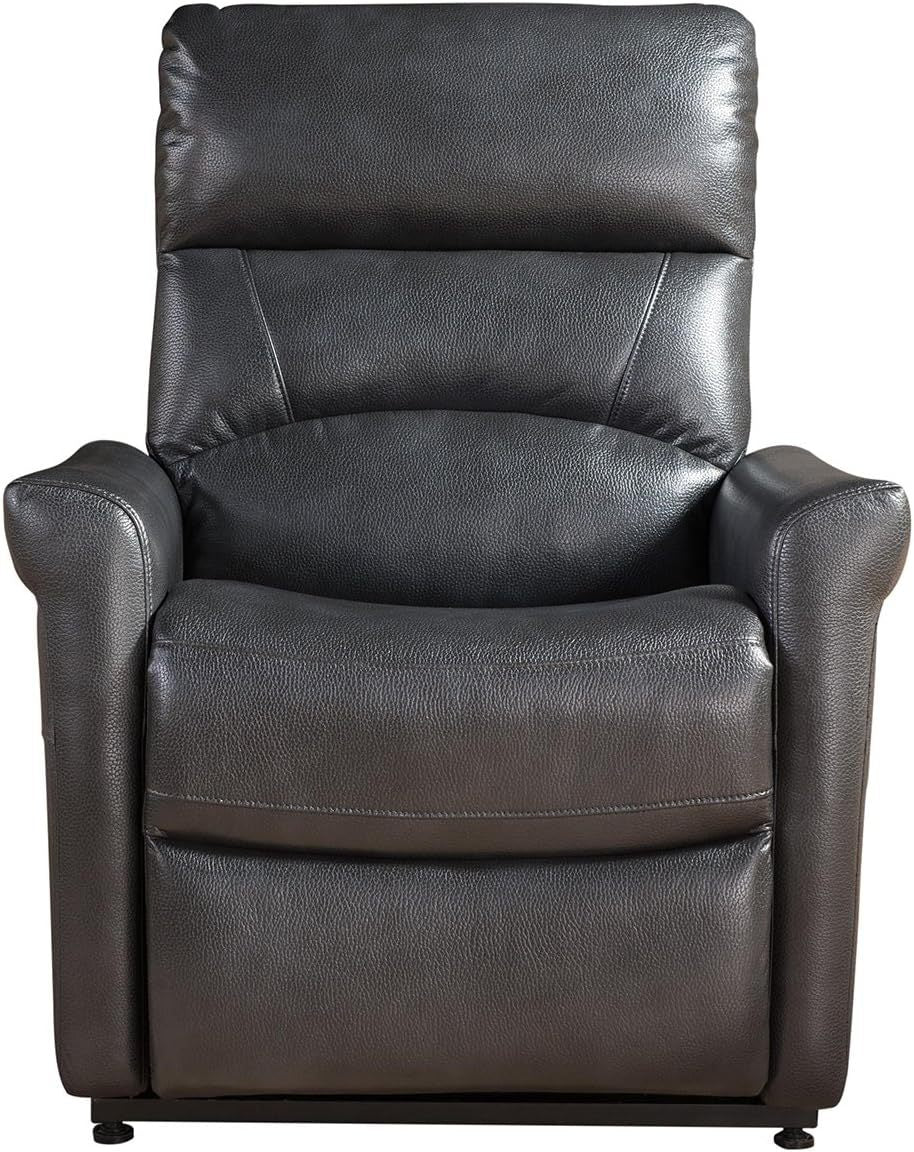 1Pc Contemporary Faux Leather Upholstered Rail Power Reclining Lift Living Room Gaming Chair Charcoal Charcoal Faux Leather Metal Primary Living Space Cushion Back Contemporary,Modern Foam Faux Leather