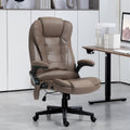 Homcom 6 Point Vibrating Massage Office Chair With Heat, Microfiber High Back Executive Office Chair With Reclining Backrest, Padded Armrests And Remote, Dark Brown Brown Polyester
