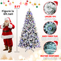 8Ft Pe Pvc Floceked Christmas Tree With Easy Power & Memory Wire Technology, 470 Dual Color Leds With 10 Function, G45 Bulbs, And 1793 Tipsinnovative Holiday Experience Green,White Polyethylene