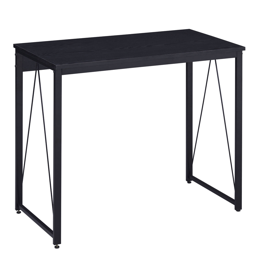 Black 35.5" Writing Desk With Metal Sled Base Black Writting Desk Office Industrial,Rustic Rectangular Wood Metal Sled