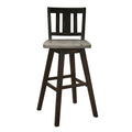 Pub Height Chairs Set Of 2, Distressed Gray And Black 360 Degree Swivel Chair Solid Rubberwood Furniture, Vertical Slat Back Bar Chairs Black Gray Dining Room Rustic Slat Back Solid Wood