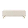 Modern Corduroy Upholstered Ottoman With Metal Legs, Storage Bench For Bedroom,Living Room,Beige Beige Polyester Solid Wood Mdf