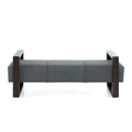 Sleek And Stylish Long Shaped Ottoman, Gray Grey Brown Brown Suede Polyester Grey Modern Rectangle Foam Polyester,Wood