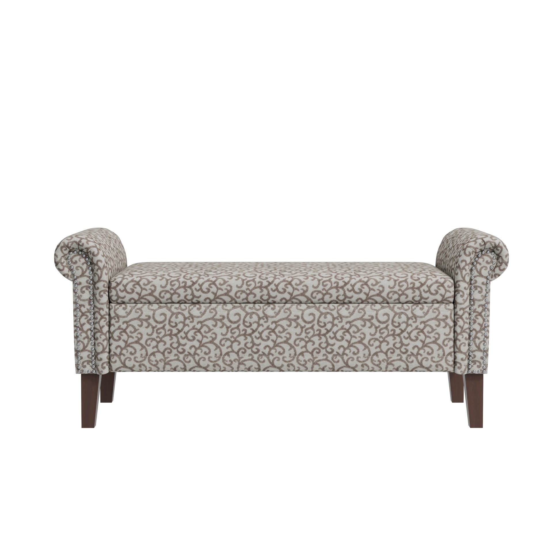 Conrad Storage Ottoman Multi Polyester Traditional Flip Top Rolled Arms Nailhead Trim Polyester
