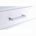 White High Gloss And Chrome 2 Drawer Writing Desk White Silver Writting Desk Office Modern Rectangular Drawers Wood Metal