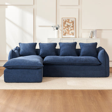 Sofa Deep Seat Sofa 3 Seater For Living Room Oversized Comfy Sofa L Shape Sofa Couch With Chaise Home Furniture Sleeper Sectional Sofa For Apartment, Office Left Hand Facing Blue Foam 3 Seat