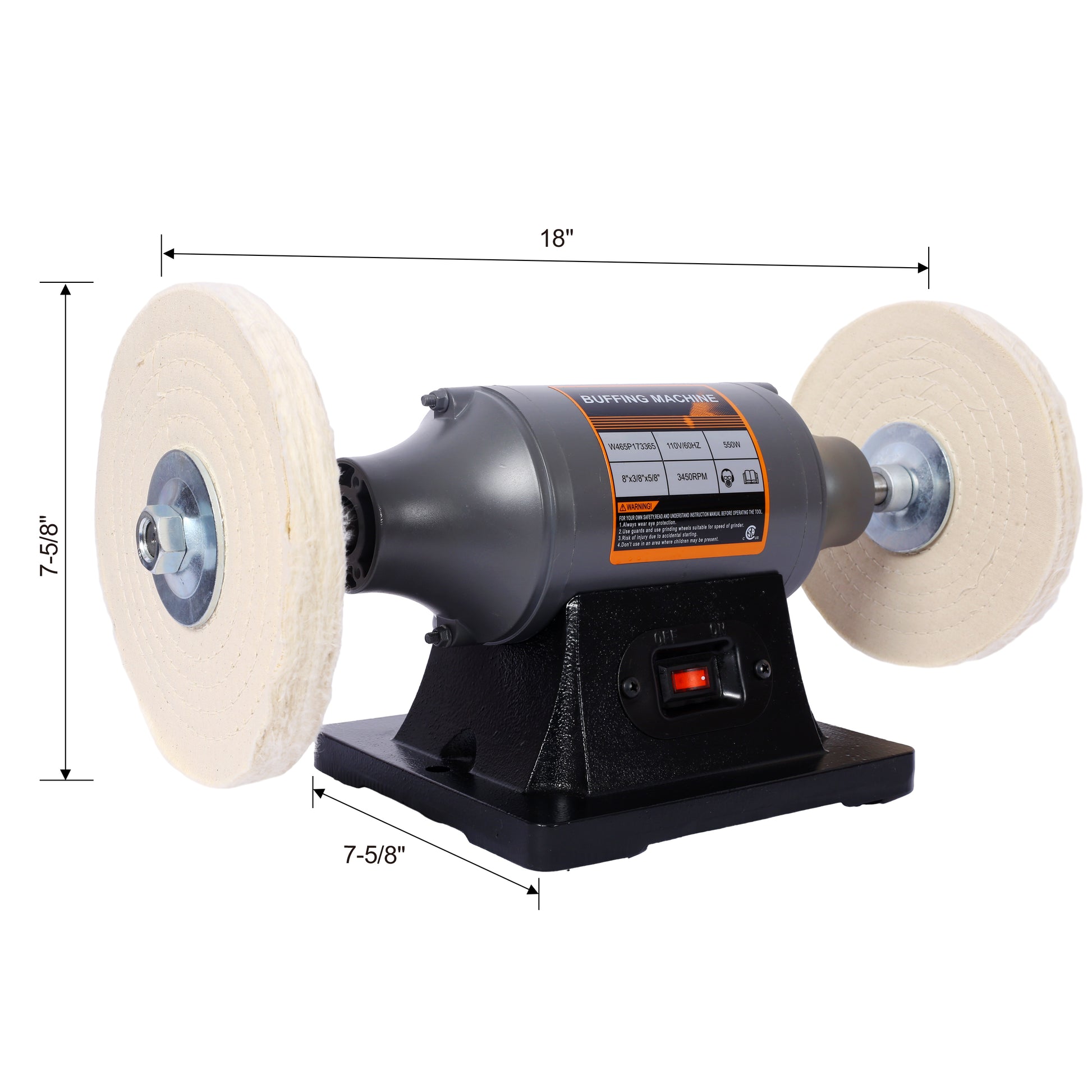 8 Inch Electric Polisher Bench Buffer Grinder Includes 4Pcs 80Ply Thic Buffing Wheels Ideal Benchtop Buffing Machine For Polishing Metal, Jewelry, Knives, Wood, Jade, And Plastic. Csa Certificated