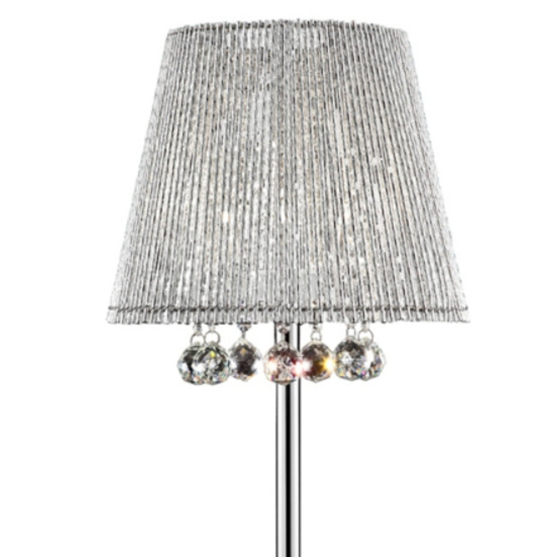 27.5" Tall Table Lamp" Dreamer", Silver And Crystal Accents, Silver Shade Silver Metal