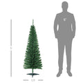 Homcom 5' Artificial Pencil Christmas Tree, Slim Xmas Tree With 294 Realistic Branch Tips And Plastic Stand, Green Green Plastic