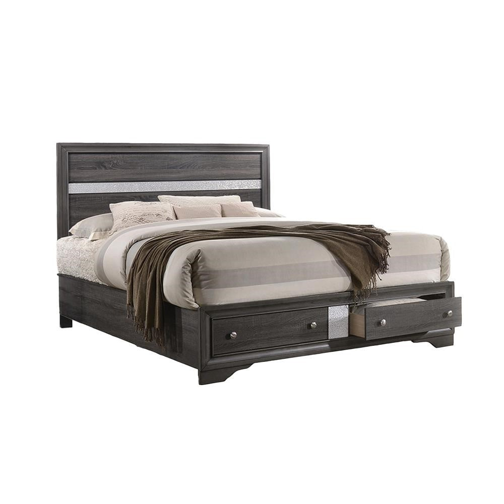 Matrix Traditional Style Full Size Storage Bed Made With Wood In Gray Box Spring Not Required Full Gray Wood Bedroom Traditional Solid Wood Mdf Wood