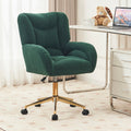 005 Teddy Fabric 360 Swivel Home Office Chair With Gold Metal Base And Universal Wheels,Green Solid Green Office Sponge Wipe Clean Modern Office Chairs Tufted Back Foam Swivel Teddy