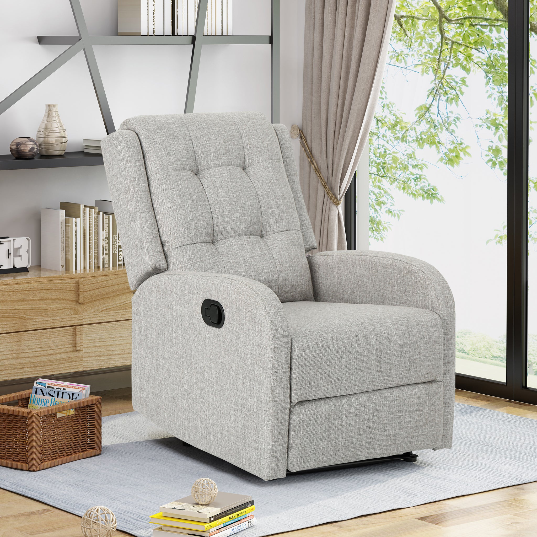 24.75" Wide Manual Standard Recliner Beige Fabric