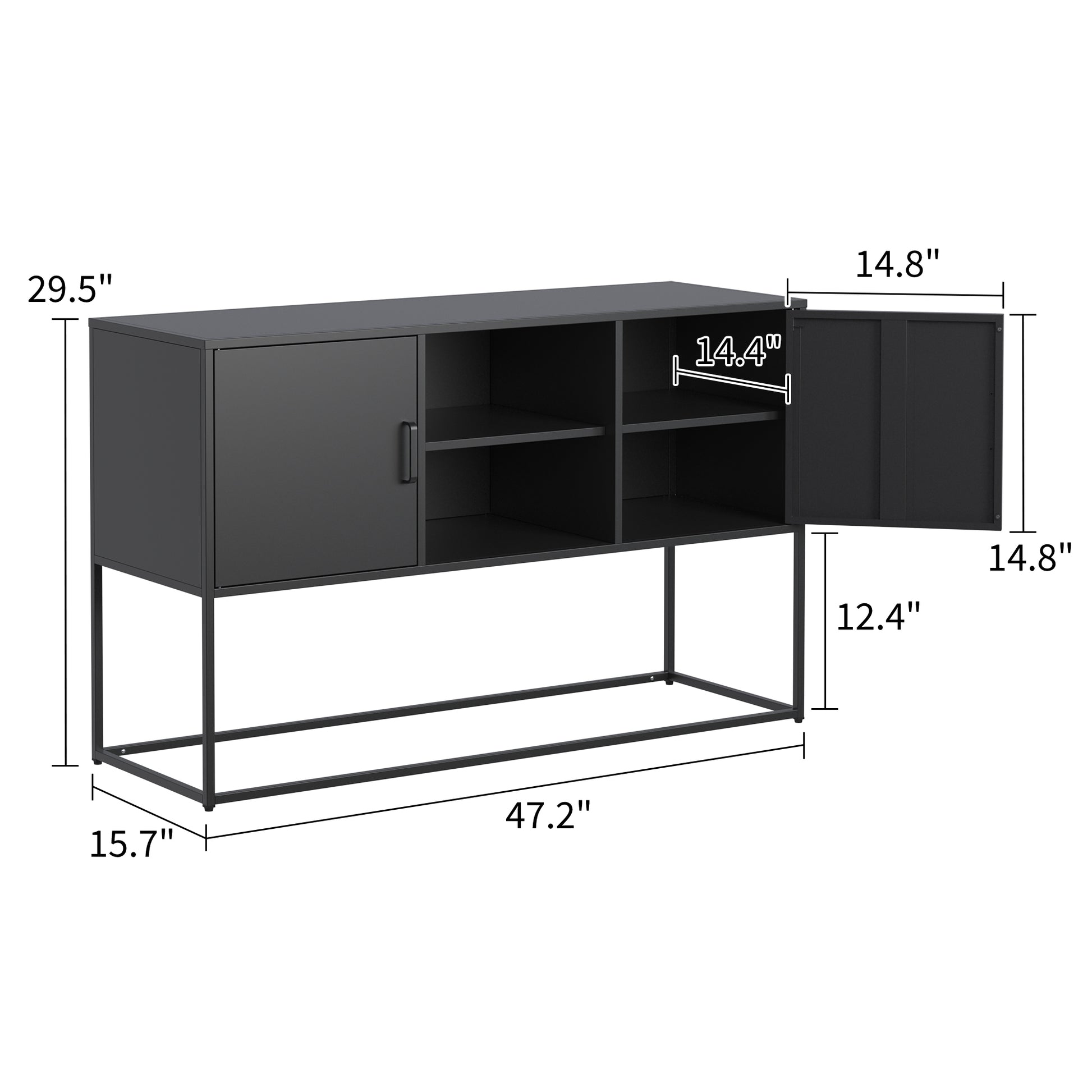 Modern Sideboard Buffet With Plenty Of Storage Space Anti Tilt Mechanism, Elegant Handles, Silent Magnetic Closure And Eco Friendly Finish For Kitchen, Dining Room And Living Room. Accent Chests 5 Or More Spaces Antique Black Primary Living Space Shelves