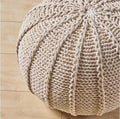 Knited Pouf Beige Cotton