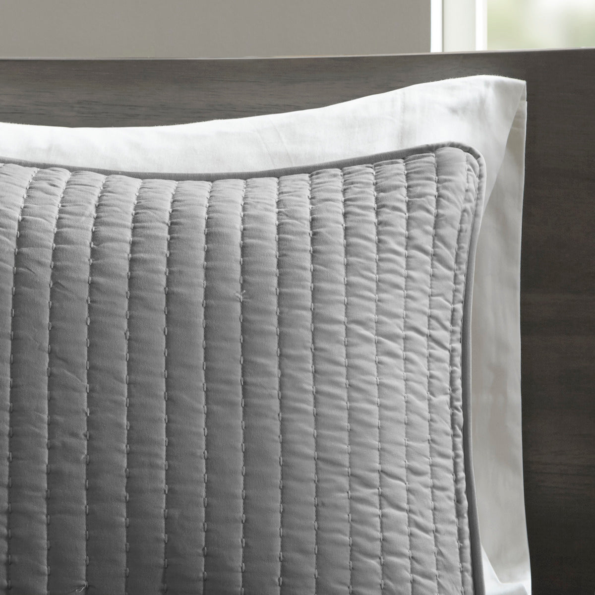 3 Piece Quilt Set Grey Full Queen Full Grey Cotton