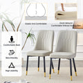 Table And Chair Set.Modern Rectangular Dining Table With Black Textured Stickers Glass Tabletop And Gold Plated Metal Legs.Paried With 6 Comfortable Chairs With Pu Seats And Black Metal Legs. Black Gold,Light Gray Seats 6 Glass Metal