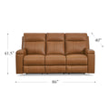 Venice Power Headrest Zero Gravity Reclining Sofa Brown Genuine Leather Wood Primary Living Space Tight Back Mid Century Modern Eucalyptus Memory Foam Leather 3 Seat
