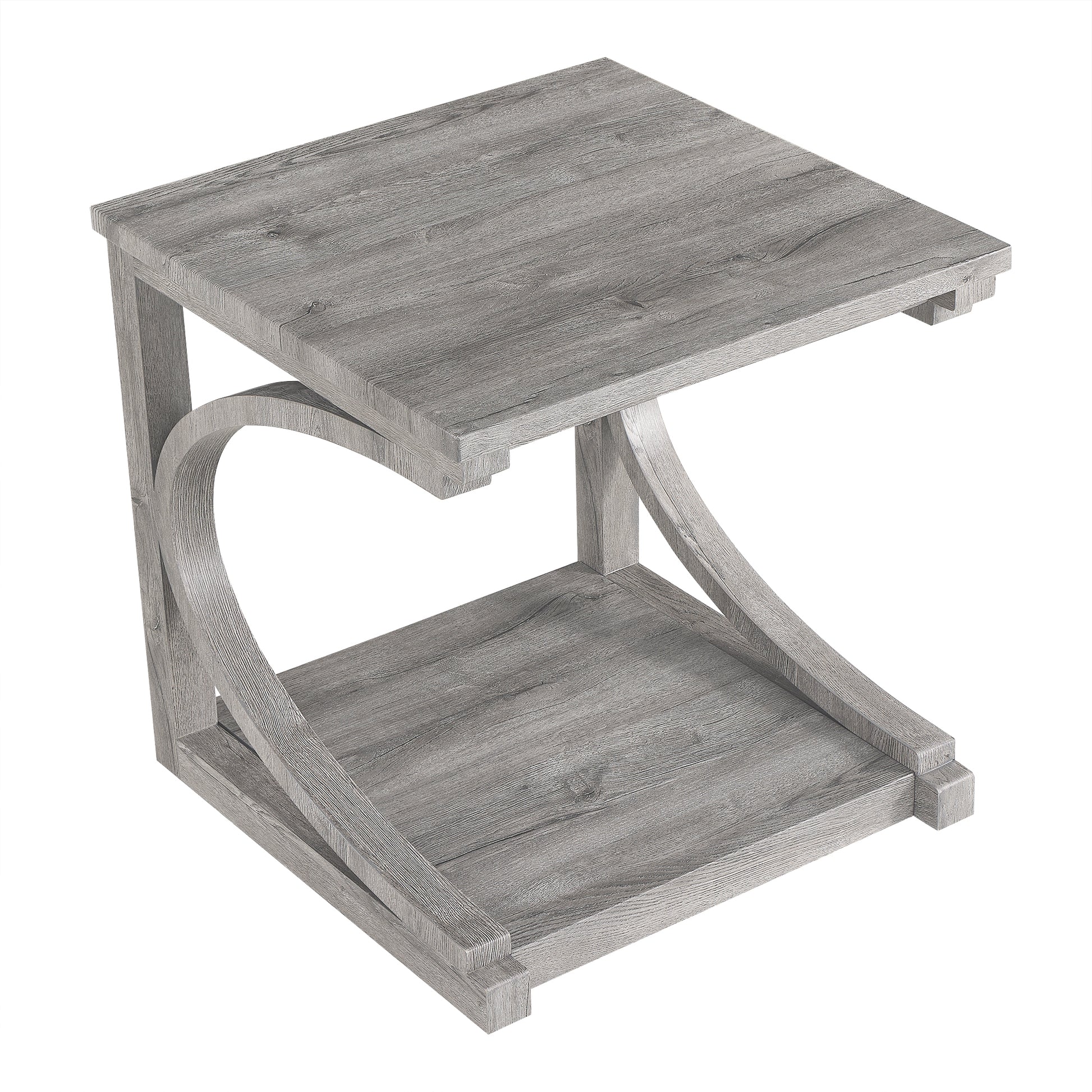 Unique Coffee Table, Solid Wood 23.8 Inch Modern Coffee Table Modern Center Table With Storage, Solid Wood Special Shape Coffee Table, Living Room, Kitchen, Apartment Dining Table Gray Solid Wood Mdf