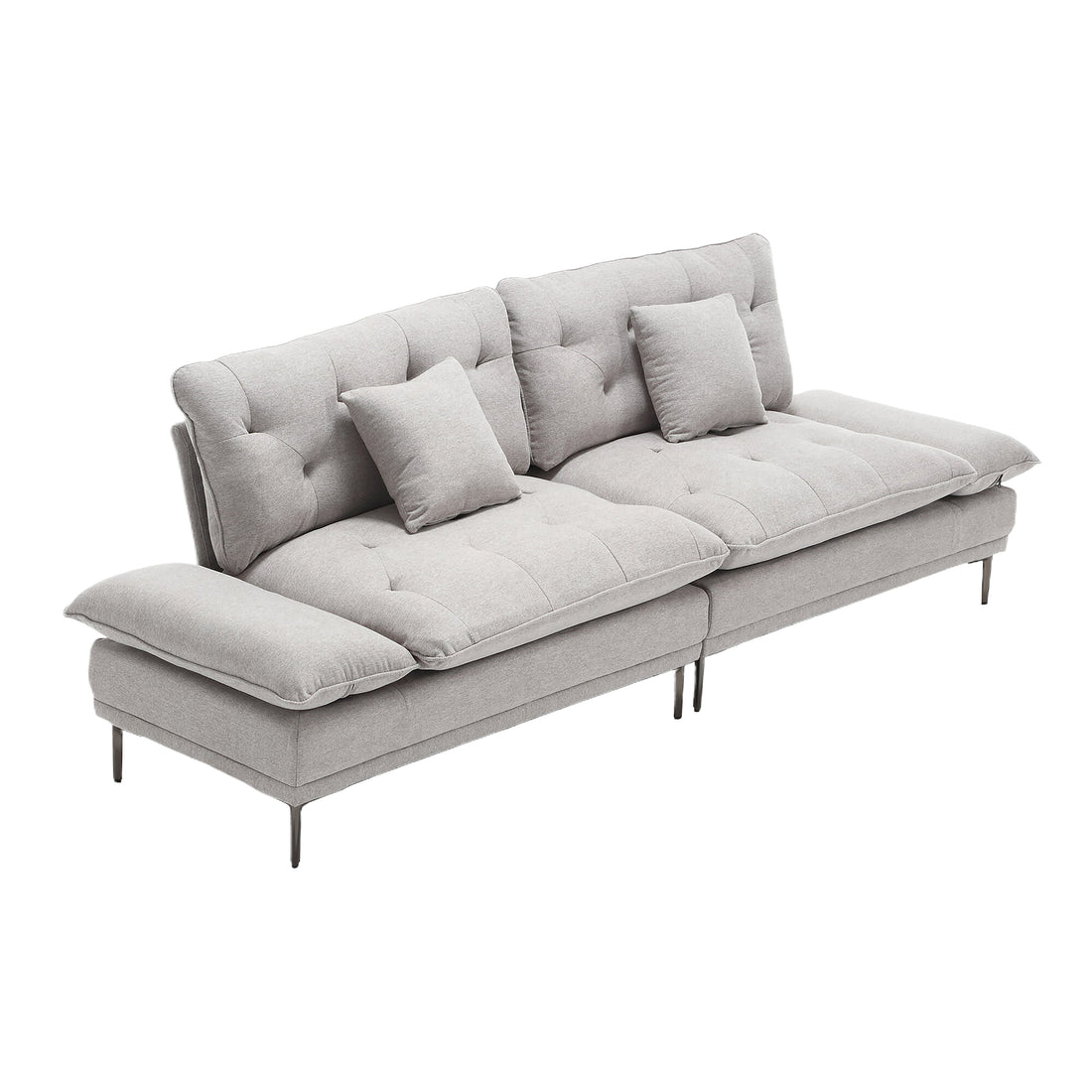 United Linen Sofaaccent Sofa Seat Sofa With Metal Feet Light Gray Linen 3 Seat