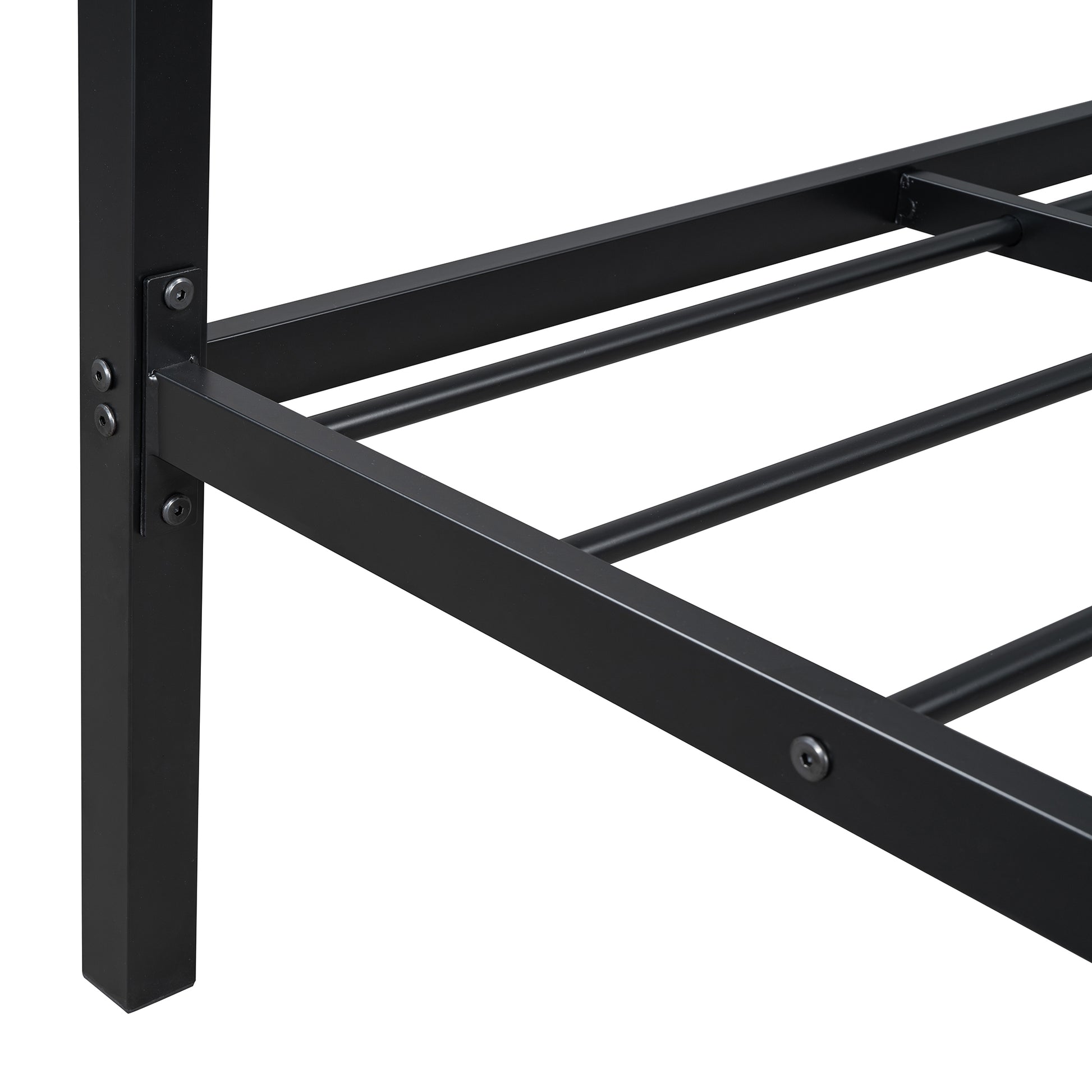 Twin Size Metal Platform Bed With Two Drawers,House Shaped Headboard Design, Black Twin Black Metal