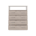 Four Drawer Dresser, Superior Top, One Open Shelf, Light Gray White Multicolor Solid Wood Mdf Engineered Wood
