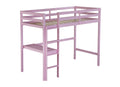 Twin High Loft Bed, Rubber Wood Loft Bed With Safety Guardrail, Built In Desk, Ladder,Pink Twin Pink Abs Rubber Steel Q235 ,Rubber Wood