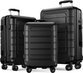 Luggage Expandable Suitcase, Hardcase Pc Abs 3 Pieces Travel Luggage Set 20 24 28 With Tsa Lock And Spinner Wheels Black Abs Pc