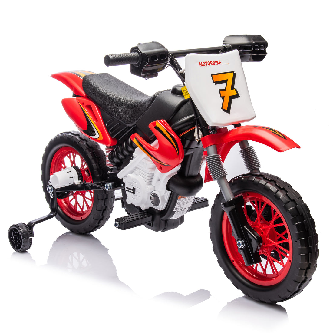 12V Kids Ride On Electric Toy Motorcycle,Rear Suspension,Twist Grip Throttle,Slow Start,Removable Training Wheels,Indie Music Box With Horn And Engine,Simulation Of Dirt Bike Modeling For Kids 3 8. Red 50 99 Lbs Polypropylene