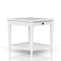 White Finished End Table With Storage Drawer White Solid Wood Mdf