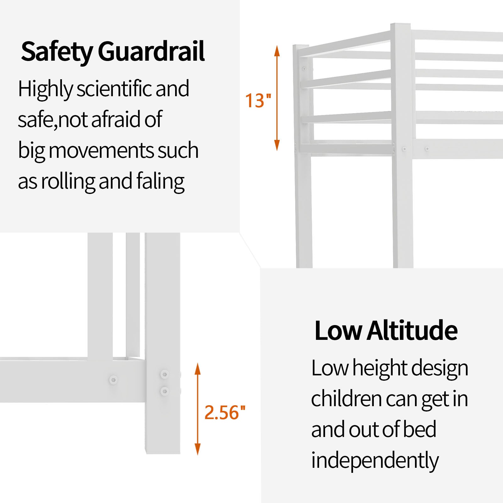 Metal Twin Over Twin Bunk Bed Heavy Duty Sturdy Metal Noise Reduced Safety Guardrail No Box Spring Needed,White Twin White Metal Metal