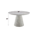 Kacey Round Dining Table, Engineered Stone Finish Dn03715 Gray Wood