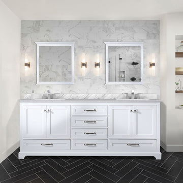 White Double Bath Vanity 80 In. W X 22 In. D White Plywood Wood