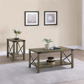 Rustic Oak Coffee Table With Bottom Shelf Rustic Primary Living Space Shelves Rectangular Wood Metal