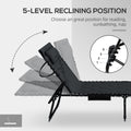 Outsunny Folding Chaise Lounge Set With 5 Level Reclining Back, Outdoor Lounge Tanning Chair With Padded Seat, Side Pocket & Headrest For Beach, Yard, Patio, Black Black Steel